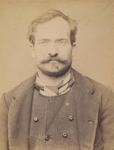 Remond. émile, Adolphe. 34 ans, né à Bagnolet (Seine). Carrier. Anarchiste. 26/2/94. , 1894. Creator: Alphonse Bertillon.