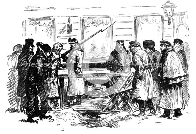 Sketches in St. Petersburg: cheesemonger's shop...where the mine was discovered, 1881.  Creator: Unknown.