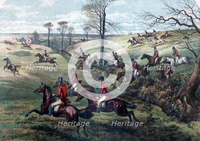 'Full Cry, Fox Hunting', 19th century. Artist: Unknown