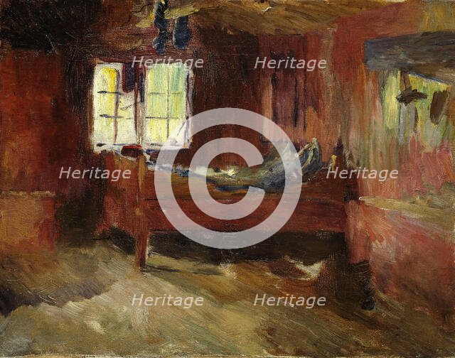 Farm Interior, Stralsjohaugen, 1893. Creator: Harriet Backer.