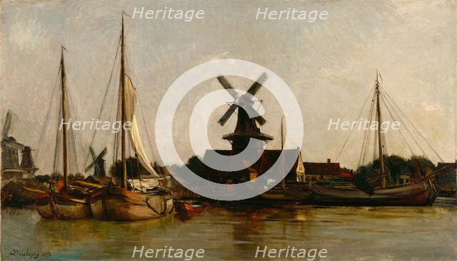 Mills at Dordrecht, 1872. Creator: Charles Francois Daubigny.