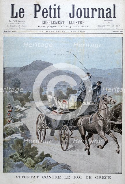 Attempted attack on the King of Greece, 1898. Artist: Henri Meyer