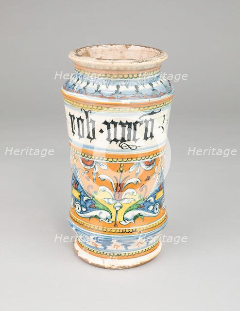 Apothecary Jar (Albarello), Siena, c. 1510/20. Creator: Unknown.