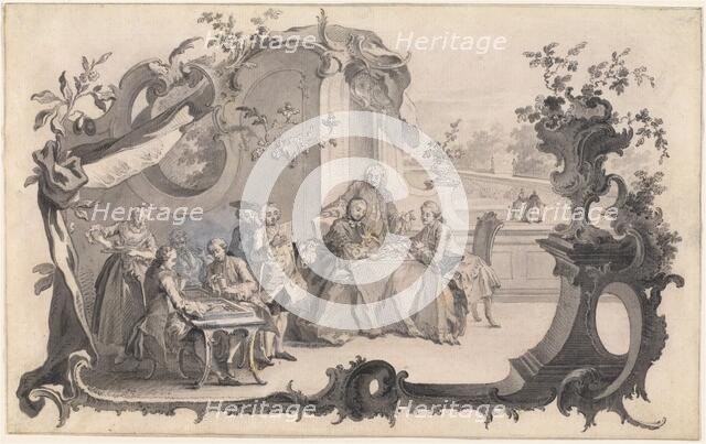 An Elegant Company Playing Board Games, 1756. Creator: Johann Esaias Nilson.