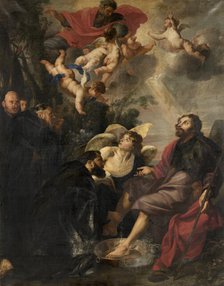 Saint Augustine Washes the Feet of Christ, 1636. Creator: Theodoor Rombouts.