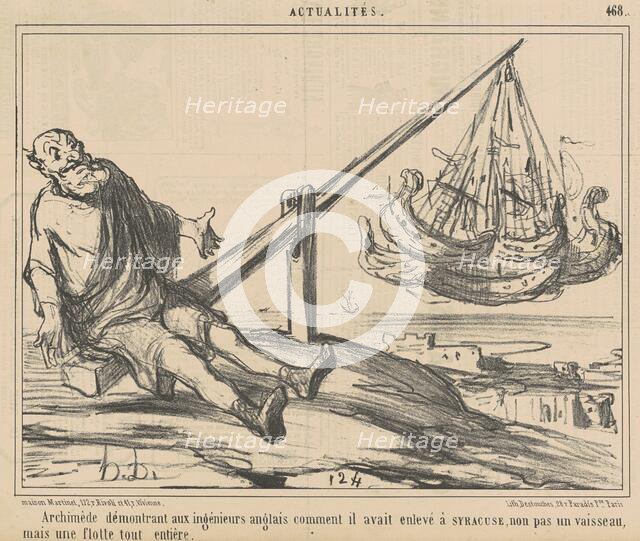 Archimède démontrant aux ingènieurs anglais ..., 19th century. Creator: Honore Daumier.
