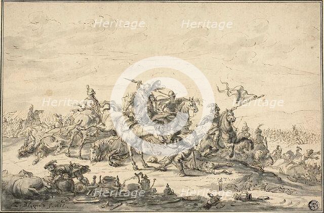 Battle Scene with Horsemen, 1658. Creator: Zacharias Blijhooft.