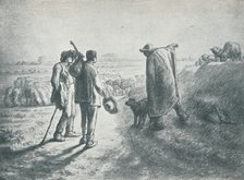 'Two Travellers, who have lost their way, asking a shepherd to direct them', 19th century, (1912).  Artist: Jean Francois Millet.