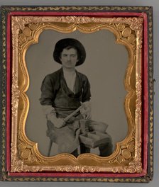 Untitled (Portrait of Seated Man with Hat), 1860. Creator: Unknown.