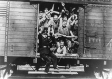 German soldiers in a railway wagon, France, August 1940. Artist: Unknown