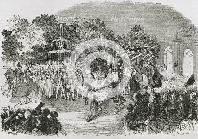 Triumphant entry of Ferdinand VII as King of Spain in Madrid, March 24, 1808, (1853). Creators: Miranda, Ildefonso Cibera.