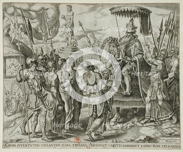 The Three Jews Brought Before Nebuchadnezzar, 1565. Creator: Philip Galle.