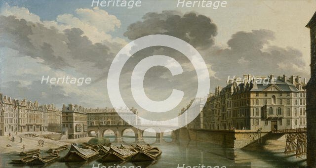 Le Quai des Ormes le pont Marie et l'île Saint-Louis, 1757. Creator: Raguenet, Nicolas-Jean-Baptiste (1715-1793).