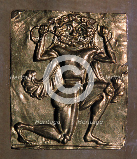 Archaic Greek gold plaque of a running gorgon, 7th century BC. Artist: Unknown