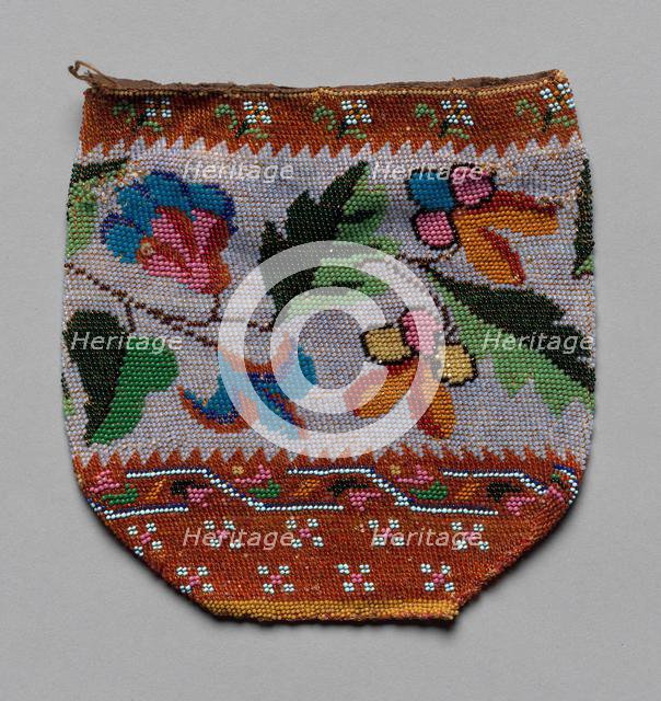 Beaded Bag (floral motif), 19th century. Creator: Unknown.
