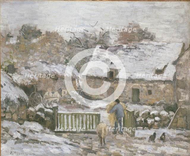 Farm at Montfoucault: Snow Effect, 1874-1876. Artist: Camille Pissarro.