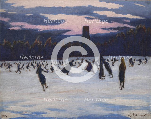 Skaters at Marie-Henriette Park, Ostend, 1924. Creator: Spilliaert, Léon (1881-1946).
