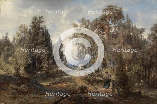 Landscape with Sheep, 1860. Creator: Werner Holmberg.