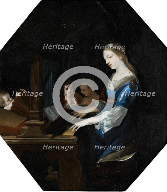 Saint Cecilia playing the organ.