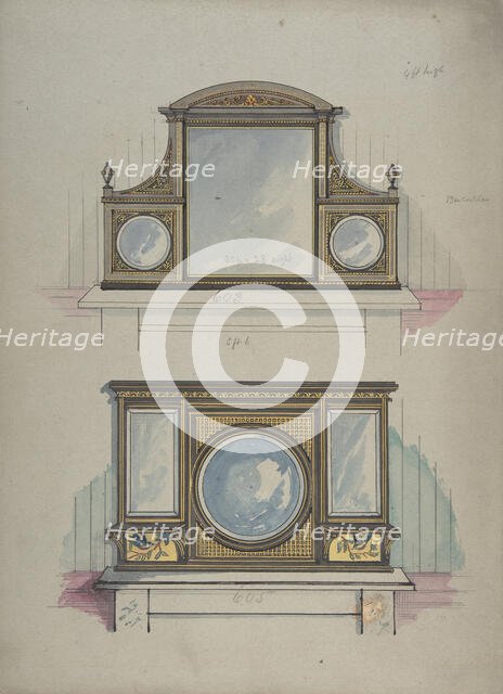 Design for Two Mirrors over Mantels, 1840-99. Creator: Anon.