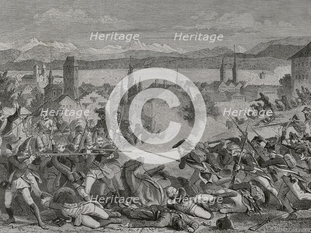French Revolutionary Wars: Second Coalition (1709-1802) - "Battle of Zurich", 1799 (1879).  Creator: Unknown.
