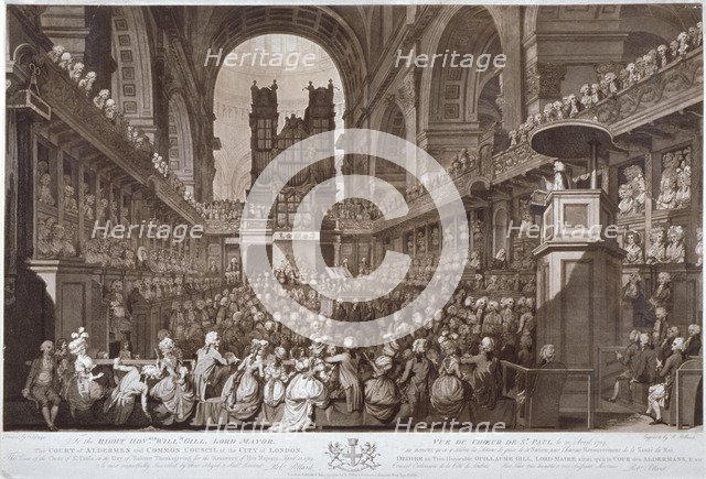 Service of thanksgiving in St Paul's Cathedral, City of London, 1789 (1790).                         Artist: Robert Pollard