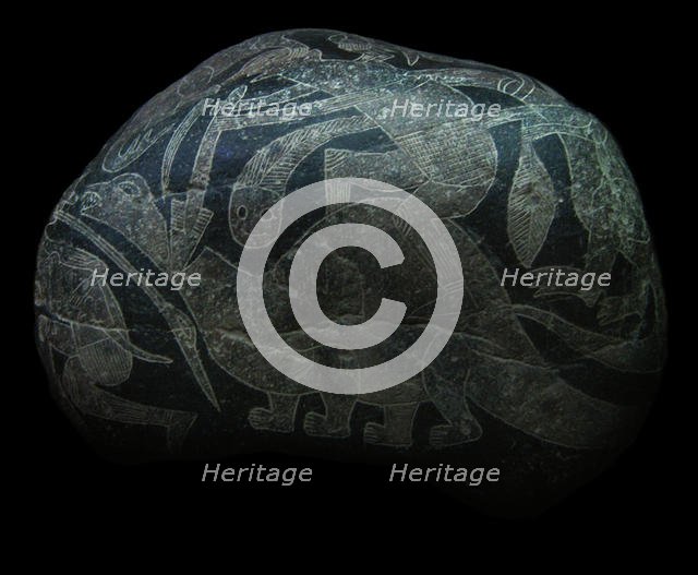 The ica stone. A man killing a dinosaur. Creator: The Ica stones.