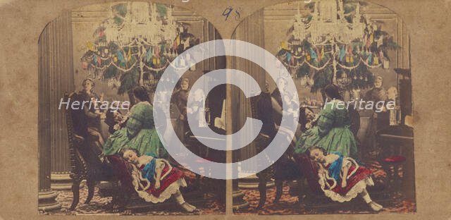 Child's Dream. Pantomime, Ball Room, Christmas Tree. By Phiz., 1855-1860. Creator: Hablot Knight Browne.