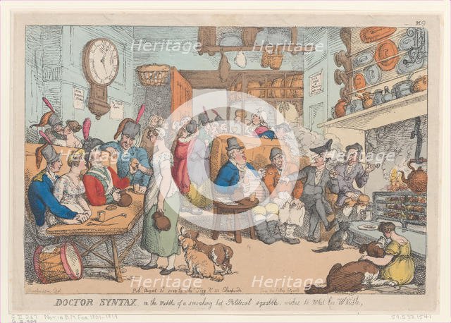 Doctor Syntax, in the Middle of a Smoking Hot Political Squabble, Wishes to Whe..., August 31, 1813. Creator: Thomas Rowlandson.