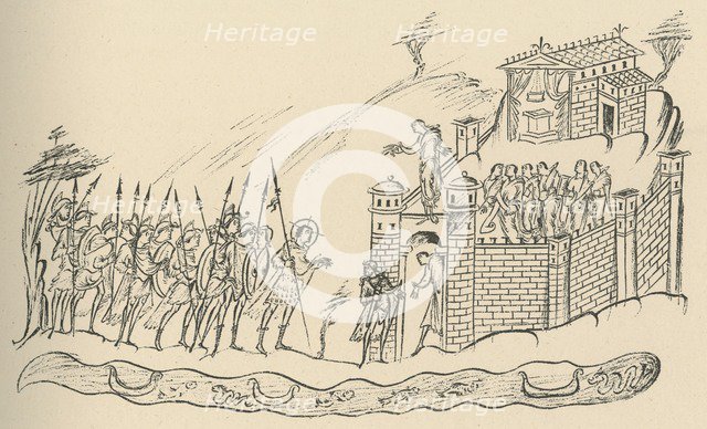 'Anglo-Saxon Warriors Approaching a Fort', 1908. Artist: Unknown.