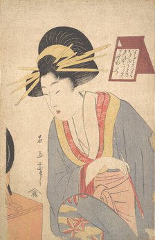 Woman Applying Make-up, late 18th century. Creator: Juka Sekijo.