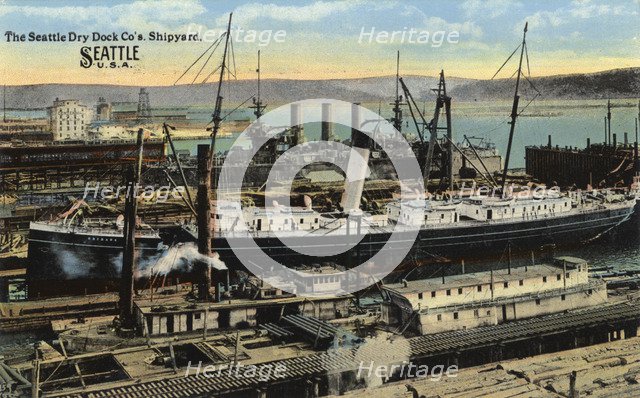 Seattle Dry Dock Company's shipyard, Seattle, Washington, USA, 1911. Artist: Unknown