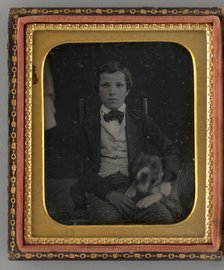 Untitled (Portrait of a Seated Boy with a Dog), 1859. Creator: Unknown.