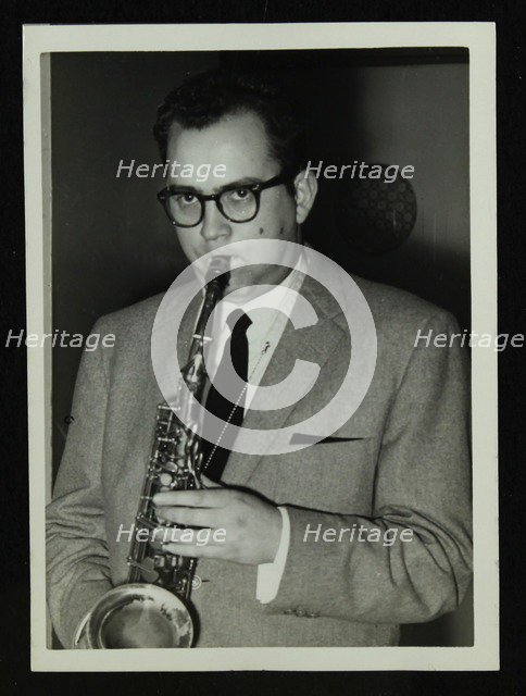 Portrait of American saxophonist Lennie Niehaus, 1950s. Artist: Denis Williams