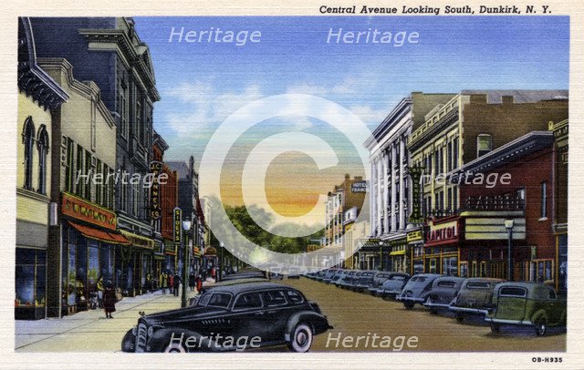 Central Avenue looking south, Dunkirk, New York, USA, 1940. Artist: Unknown