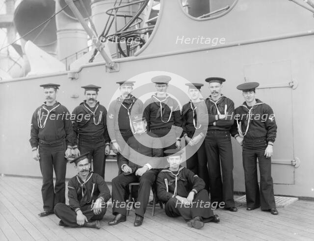 U.S.S. New York, carpenter's gang, between 1893 and 1901. Creator: William H. Jackson.