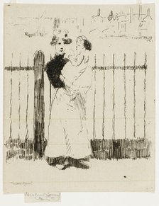 Emma and Her Baby, Chelsea Embankment, 1888-89. Creator: Theodore Roussel.