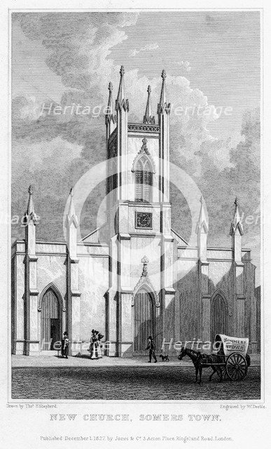 New church, Somers Town, Camden, London, 1827.Artist: William Deeble