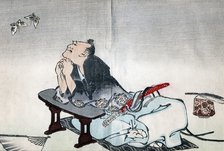 A philosopher watching a pair of butterflies, 1814-1819. Artist: Hokusai