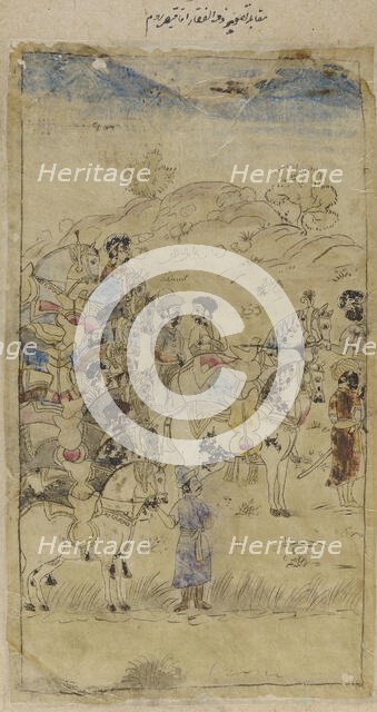 A group of men and horses, early 19th century. Creator: Unknown.