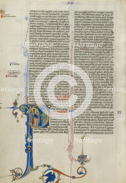 Initial P: Timothy Presented to Saint Paul; Abbey Bible, about 1250-1262. Creator: Unknown.