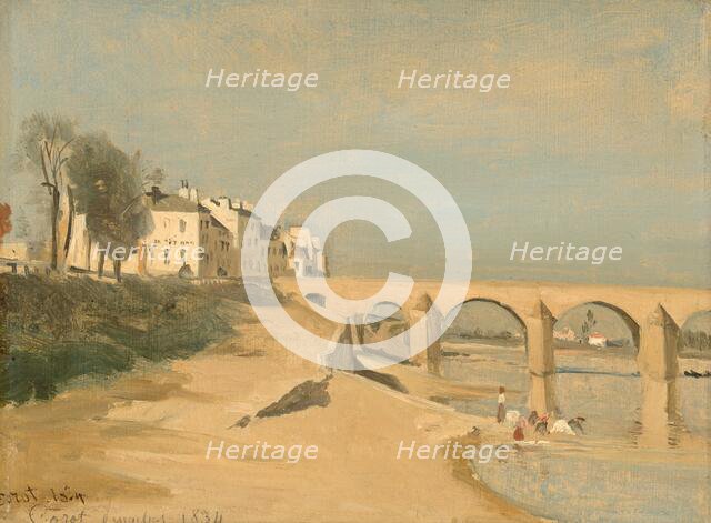 Bridge on the Saône River at Mâcon, 1834. Creator: Jean-Baptiste-Camille Corot.