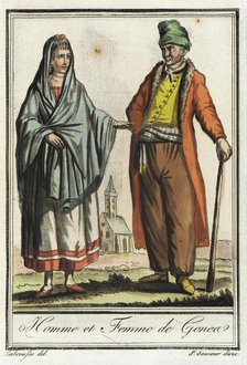 Costumes de Différent Pays, 'Homme et Femme de Genea', c1797. Creator: Jacques Grasset de Saint-Sauveur.
