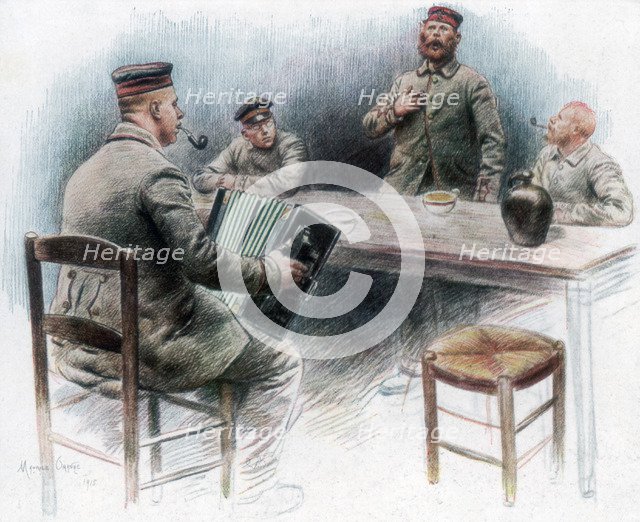 'Sentimental ballad in the Canteen', German prisoners of war in Dinan, France, 1915, (1926). Artist: Maurice Orange