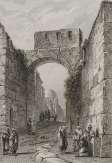 View of a city street, Jerusalem, 1840.  Creator: Charles Nicolas Ransonnette.