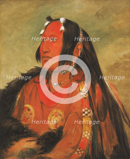 Wi-jún-jon, Pigeon's Egg Head (The Light), a Distinguished Young Warrior, 1831. Creator: George Catlin.