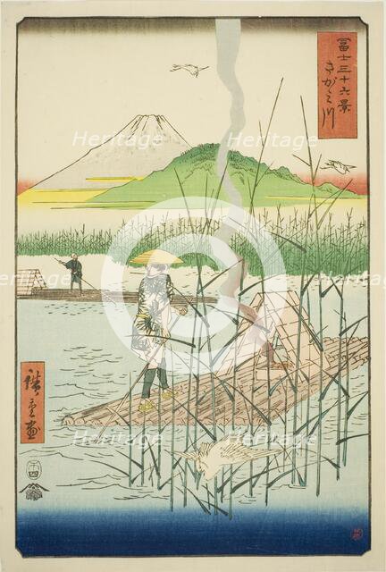 Sagami River (Sagamigawa), from the series "Thirty-six Views of Mount Fuji (Fuji..., 1858. Creator: Ando Hiroshige.