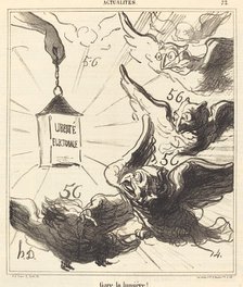 Gare la lumière!, 1870. Creator: Honore Daumier.
