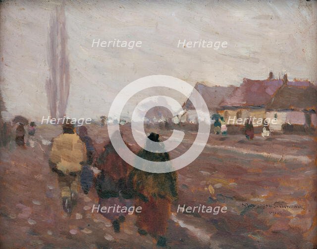 On the Road from the Michalovice Market, 1915. Creator: Teodor Jozef Mousson.