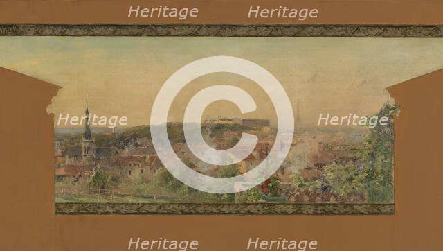 Sketch for the reception hall at the town hall of Vanves: Panorama of Vanves, 1902. Creator: Pierre Vauthier.